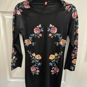 Black Dress with Floral Accents Large